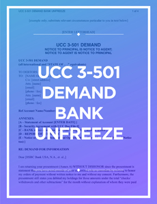 UCC 3-501 Demand Bank Unfreeze