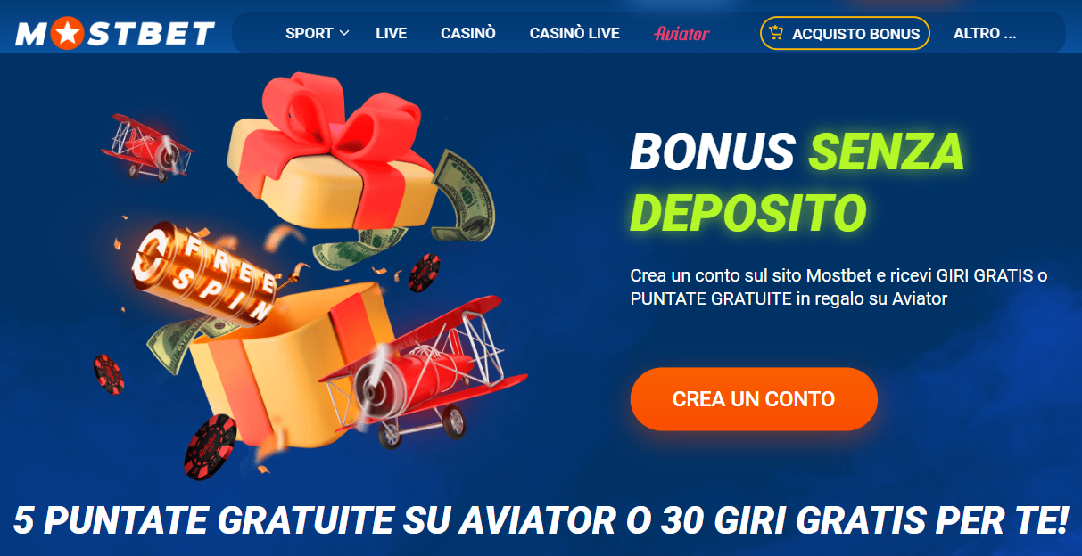 Mostbet bonus senza deposito